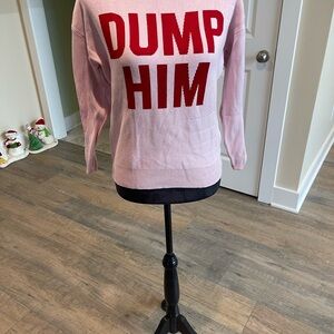 Pink Rose Pink Sweater with Red Text